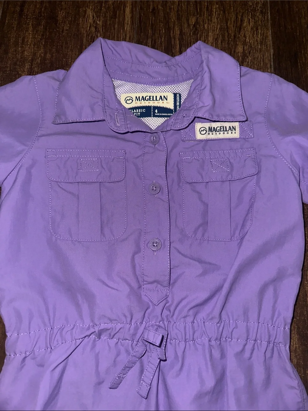 Magellan Outdoors Purple Girls' Short-Sleeve Shirt Dress